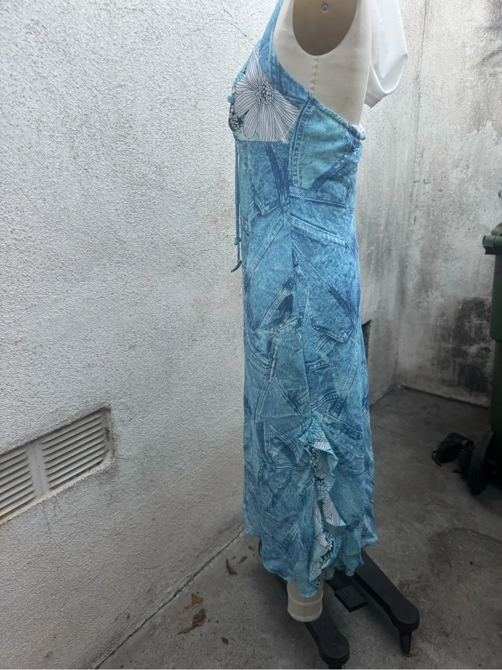 Y2K Blue Floral Halter Slip Dress Jonathan Martin